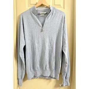 Peter Millar Men XL Cotton Cashmere Blend Soft 1/4 Zip Belle Haven Pullover Gray